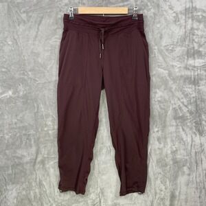 Lululemon Dance Studio Pants Women's Size 6 Inseam 24" Maroon Striped Drawstring